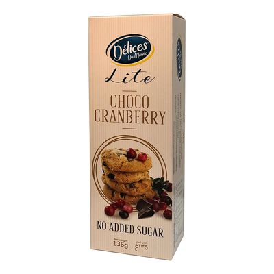Delices Cookies Lite Choco Cranberry No Added Sugar 135 G
