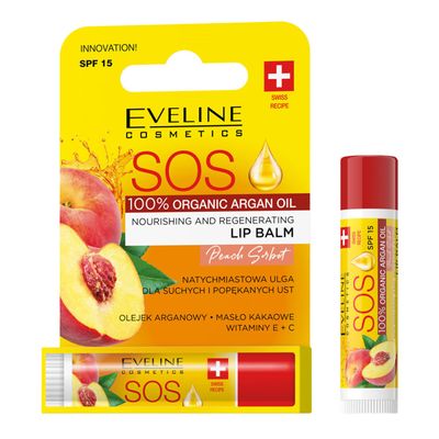 Eveline Nourishing And Regenerating Lip Balm With Argan Oil & Peach SPF 15
