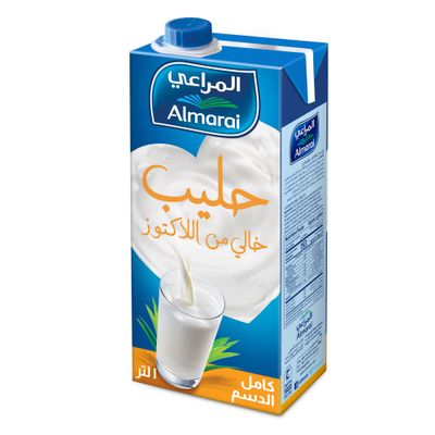 المراعي حليب طويل الأجل خالي من اللاكتوز كامل الدسم 1 لتر