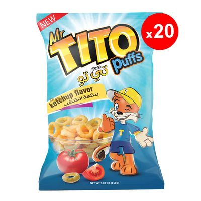 Mr.tito Corn Puffs With Ketchup Flavor 18G × 20