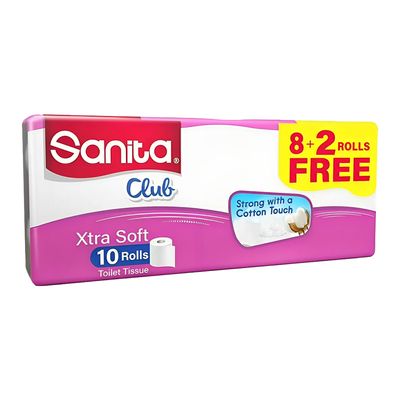 Sanita Club Toilet Tissue 200 Sheets 8+2 Free