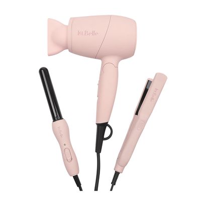 LaBelle Hair Styling Mini Set (Hair Dryer, Straightener And Curler)- Pink