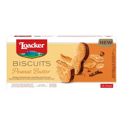 Loacker Biscuit With Peanut Butter Coated With Milk Chocolate 100 G