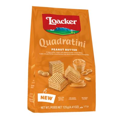 Loacker Quadratini Wafer Cubes Filled With Peanut Butter Cream 125 G