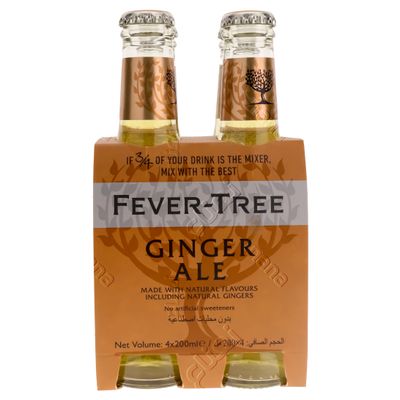 Fever Tree Carbonated Water Ginger Flavor 200 ML × 4