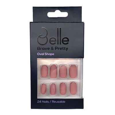Belle Press-On Nails Oval Shape Pink - 24 Pieces