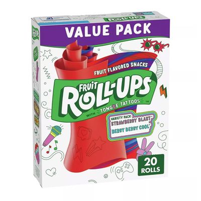 Fruit Roll-Ups Candy Strawberries And Raspberries Flavour Imported  20 Rolls