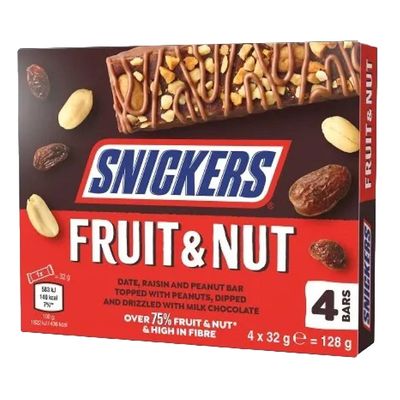 Snickers Triple Treat Chocolate With Dates And Peanuts Imported 32 G × 4
