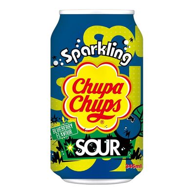 Chupa Chups Soft Drink Sour Blueberry Flavored Imported 345 ML