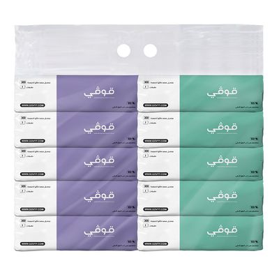 جوفي مناديل قطنية ناعمة للوجه - 3 طبقات - 300 منديل × 10