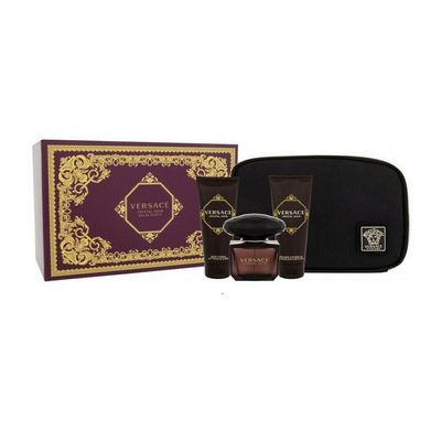 فرزاتشي مجموعة كريستال نوار للنساء عطر أو دو تواليت - 90 مل+ لوشن للجسم - 100 مل+ جل استجمام - 100 مل+ حقيبة