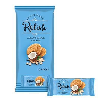 ريليش كوكيز بالشوفان وجوز الهند - 42 جرام × 12