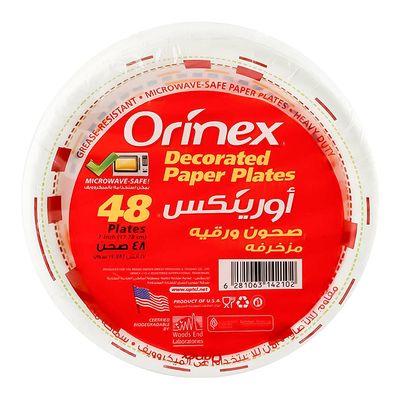 Orinex Plastic Plates Circular Decorated 48 Pieces