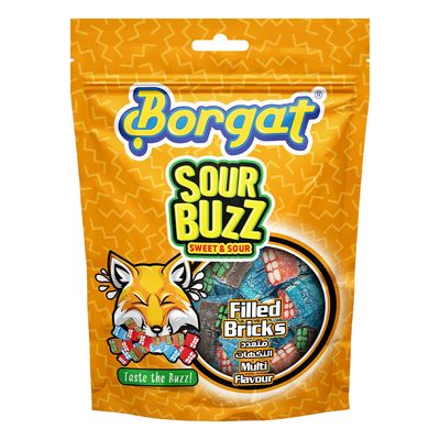 Borgat Candy Sour Buzz Assorted Bricks Multi Flavour Standup Pouch 75 Gram