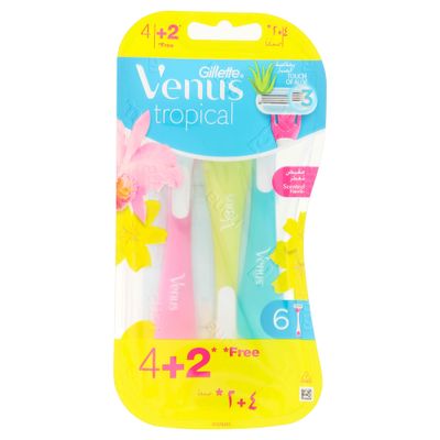Venus Shaver Tropical With Aloe Vera Extract 4+2 Free