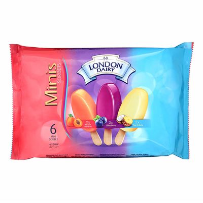 لندن ديري آيس كريم ميني سوربت نكهات مختلفه 50 مل × 6