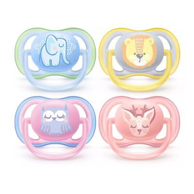 Avent Philips Rubber Pacifier Ultra Air Freeflow Assorted Designs 0-6 Months 2 Pieces