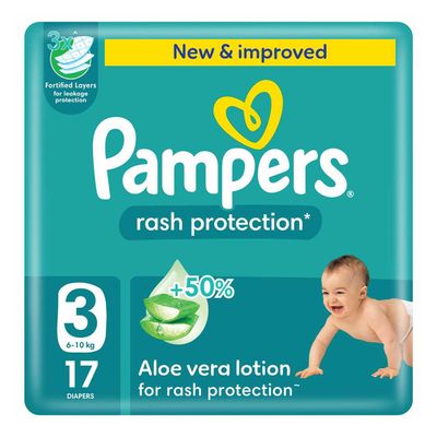 Pampers Diapers Rash Protection Aloe Vera Lotion Size 3 17 Pieces