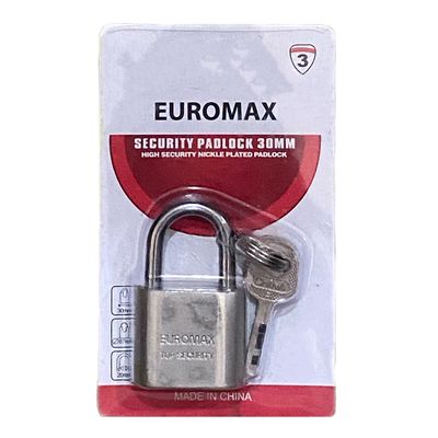 Euro Max Security Padlock Chrome Size 30 MM