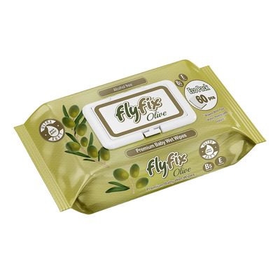Flyfix Baby Wet Wipes Premium With Olive Oil 60 Pieces