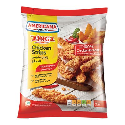 Americana Chicken Strips Zingz Spicy 750 G