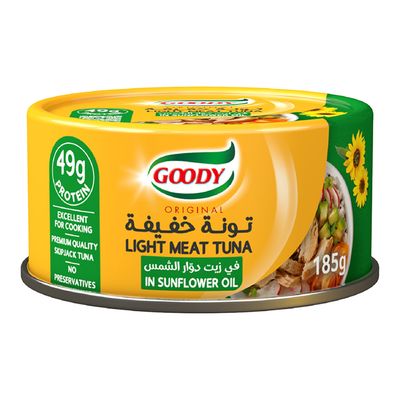 قودي تونة خفيفة في زيت دوار الشمس - 185 جرام