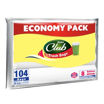 سانيتا كلوب اكياس نفايات وسط 8 جالون 26 كيس × 4