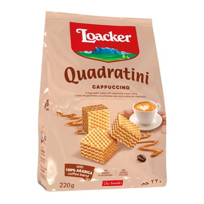 Loacker Quadratini Wafer Cubes Filled With Cuppuccino Cream 220 G