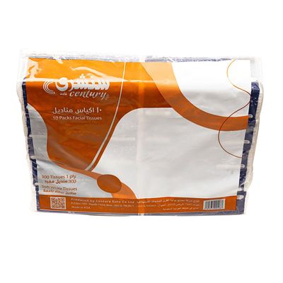 Century Gate Facial Tissue 1 Ply - 300pcs × 10