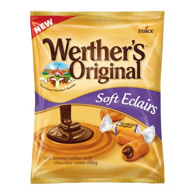 Werther's Original Soft Eclairs Caramel Toffees Filled With Chocolate Cream - 100g