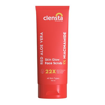 Clensta Red Aloe Vera Skin Glow Face Scrub with 1% Niacinamide - 100g