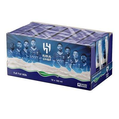 الهلال حليب طويل الأجل كامل الدسم - 185 مل × 18