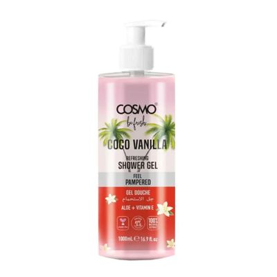 COSMO Be Fresh Refreshing Shower Gel with Aloe & Vitamin E - Cocoa Vanilla Scent - 1000ml