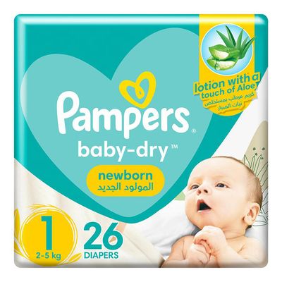 Pampers Diapers Extra Absorb Channels New Born size 1 26 Pieces