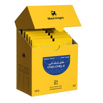 Black Knight Professional Drip Coffee Bags Ethiopia Chelchelee Natural - 18g × 5