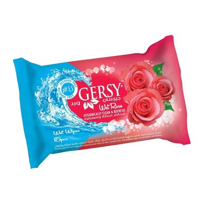 Gersy Wet Wipes Rose Scent Alcohol-free - 15pcs