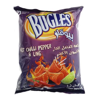 Bugles Corn Snack Flavored With Hot Pepper and Green Lemon 125 G