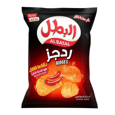 البطل شيبس ردجز بنكهة الشطة الحارة 155 جرام