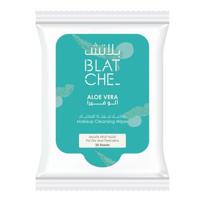 Blatche Makeup Cleansing Wipes Aloe Vera For Dry And Tired Skin - 25 Wipes