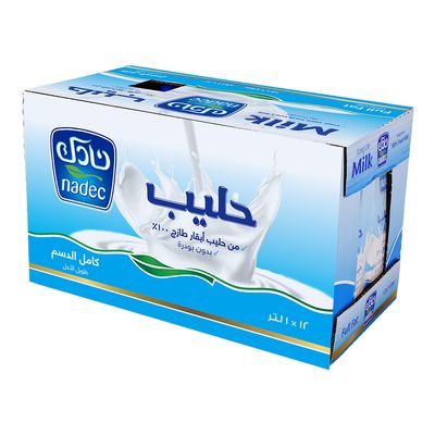 نادك حليب طويل الأجل كامل الدسم كرتون 1 لتر × 12