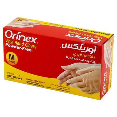 Orinex Vinyl Hand Gloves Powder Free Medium 100 Pieces