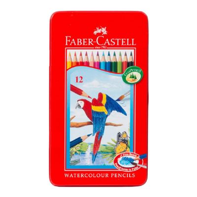 Faber Castell Pencils Watercolor Iron Box Flat 12 Colors