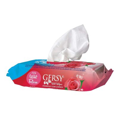 Gersy Wet Wipes Rose Scent Alcohol-free - 80pcs
