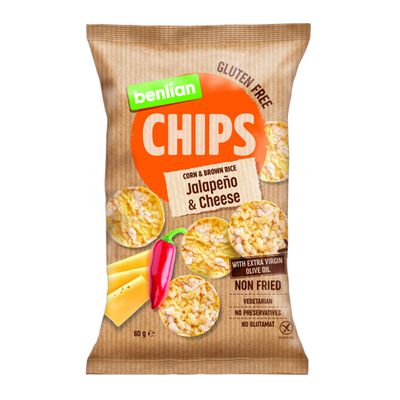 Benlian Chips Corn And Brown Rice Jalapeno & Cheese Flavor Gluten Free 50 G