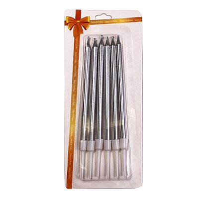 Birthday Candles Silver 6 Pieces