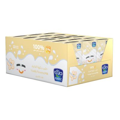 Nadec Long Life Milk Vanilla Flavor - 125ml × 18