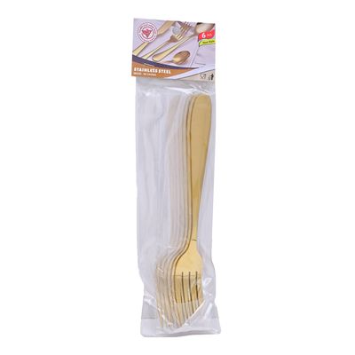 Alchef Large golden eating fork 544558 - 6 pieces