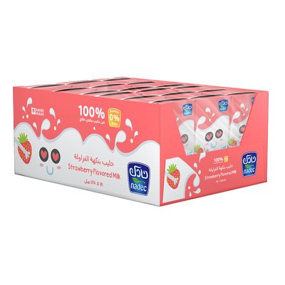Nadec Long Life Milk Strawberry Flavor - 125ml × 18