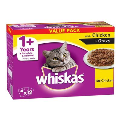 Whiskas Cat Food Chicken In Gravy +1 Year 80 G × 12 Box