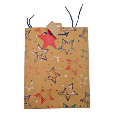 Stars kraft, large bag 26,5x14x33 cm